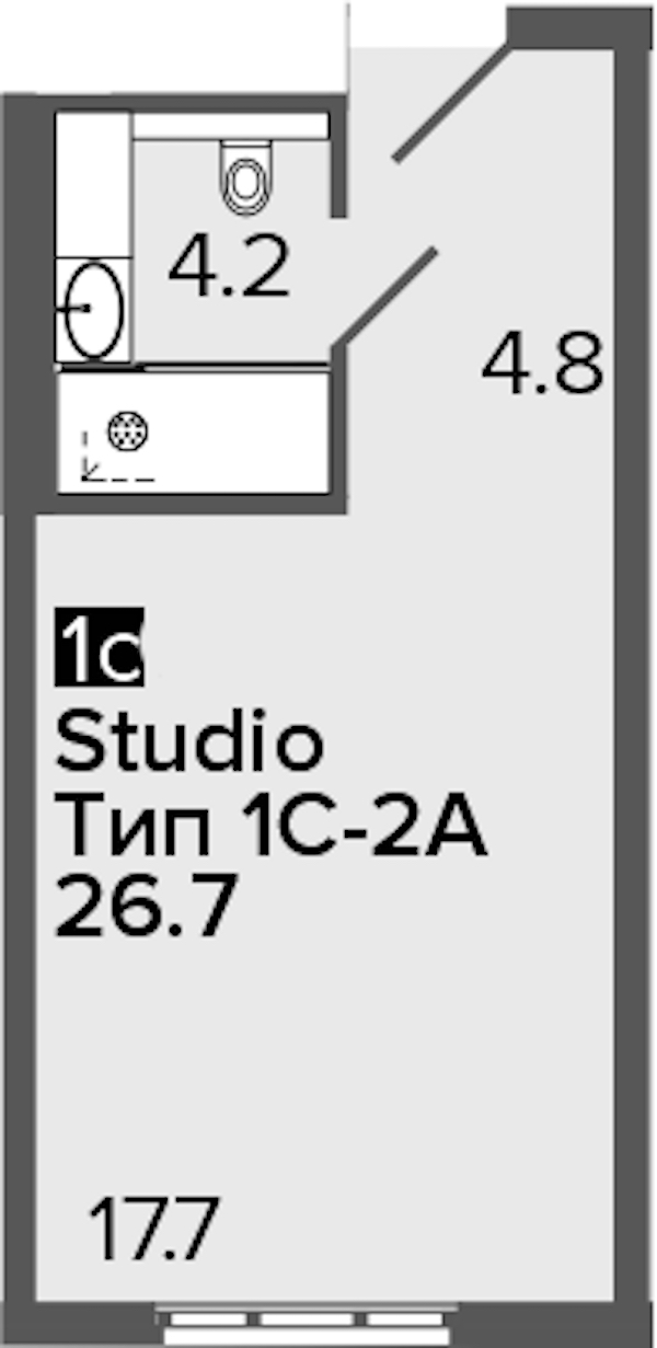 Квартира студия 26.7 м², 11/16 эт., Апарт-отель «ARTSTUDIO M103»